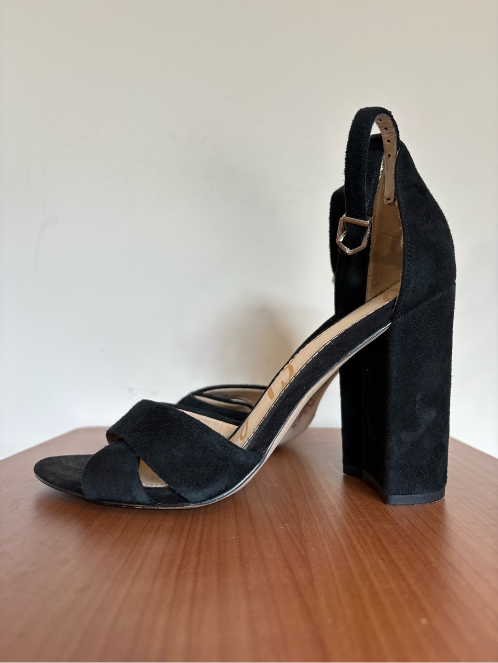 Sam Edelman Yancy Suede Block Heel Sandals Black size 7.5 - Picture 5 of 14